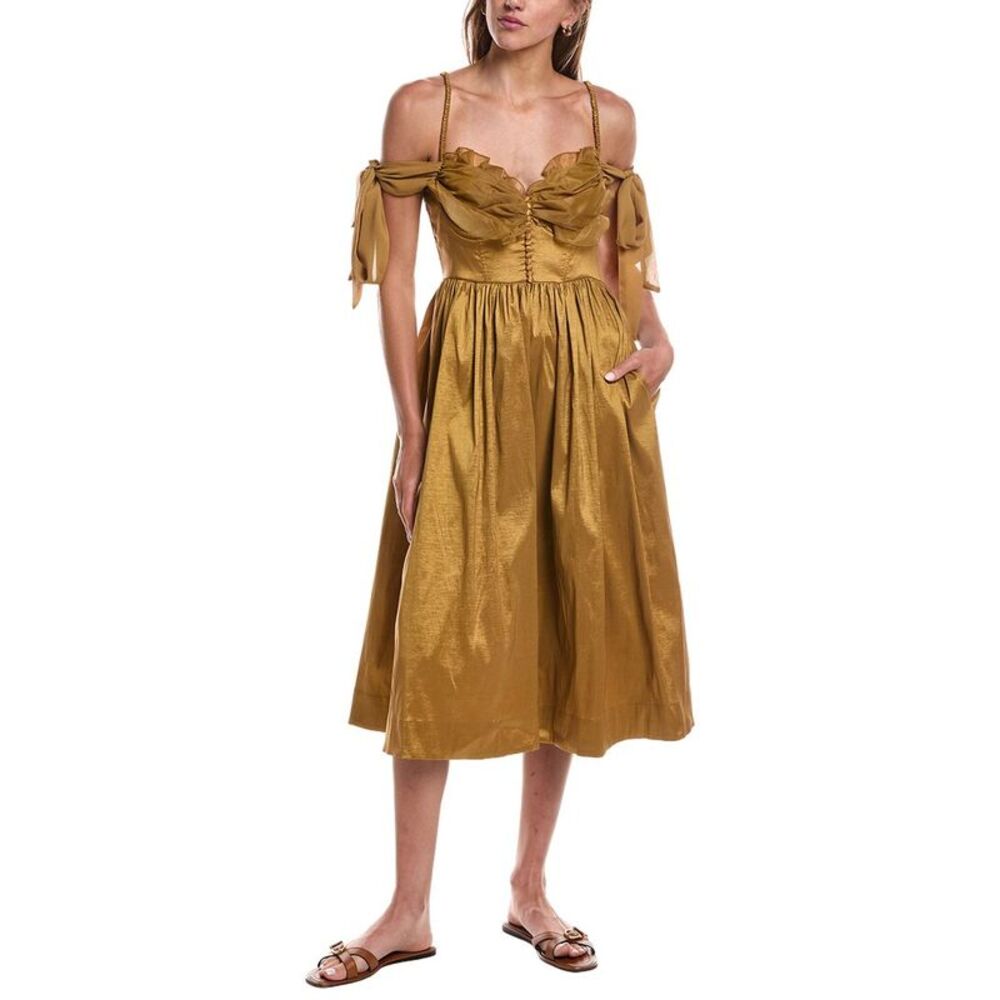 For Love & Lemons Womens Heidi Midi Dress, Brown